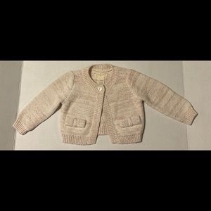 First Impressions Cream RoseGold Button Sweater Size 0-3 Month